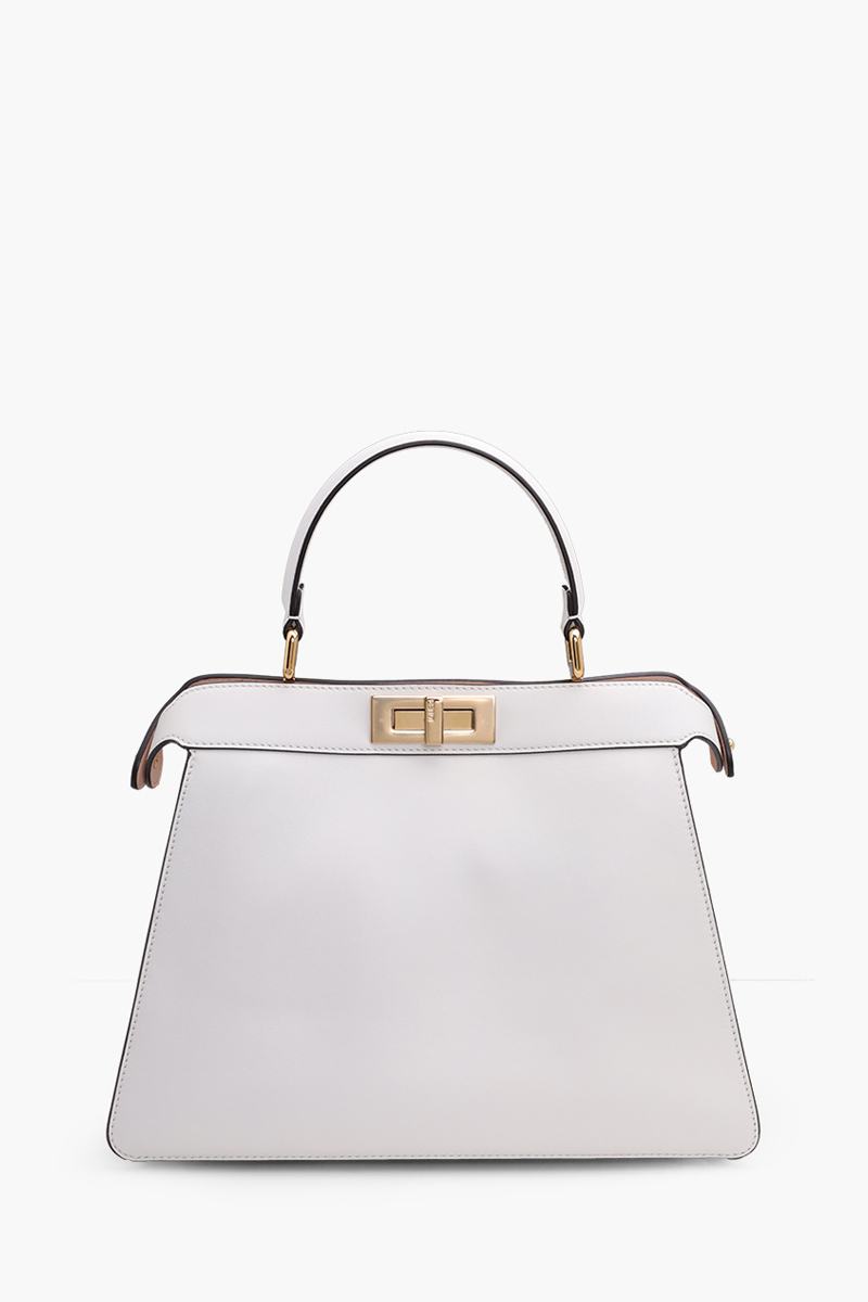 FENDI Medium Peekaboo ISeeU Shoulder Bag in White Leather 0