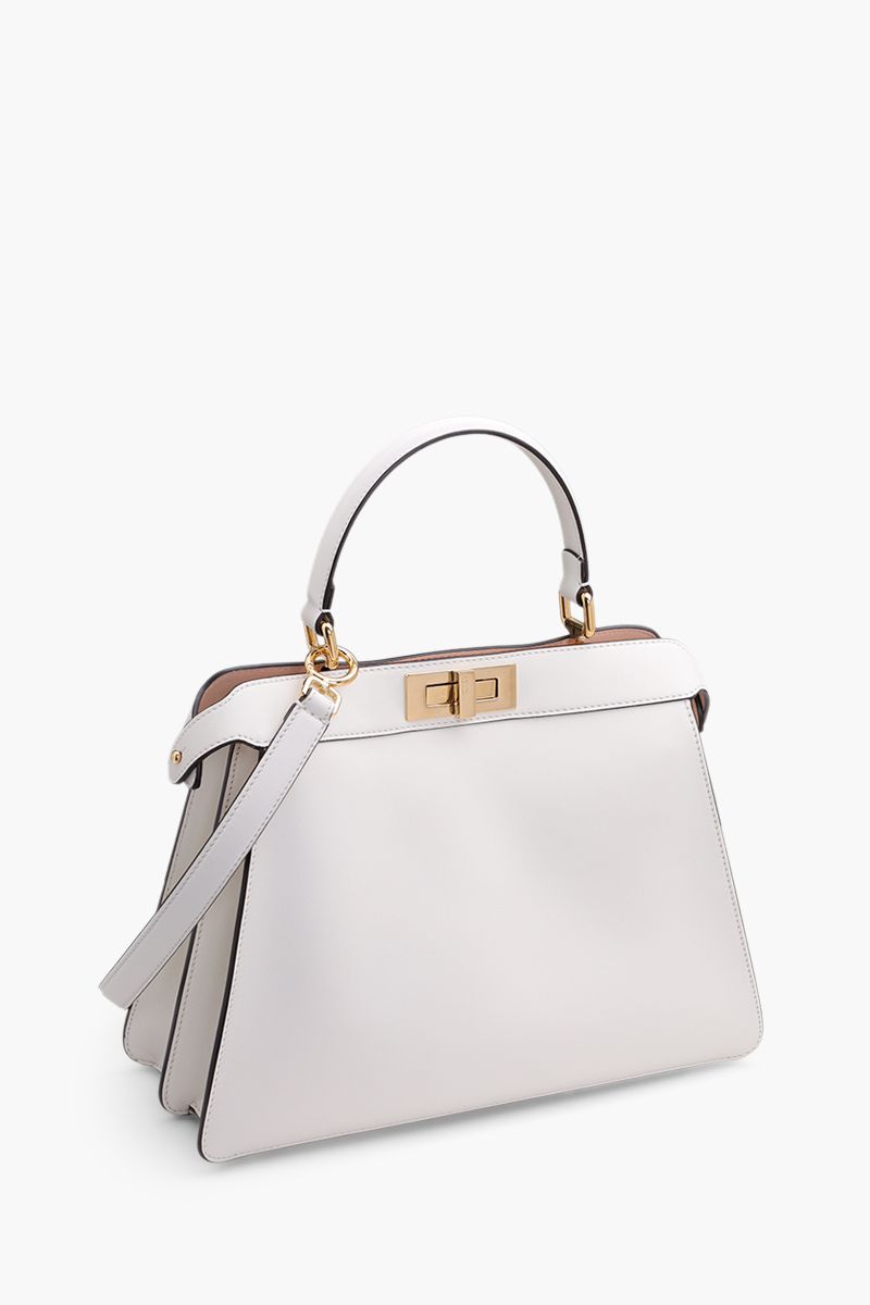 FENDI Medium Peekaboo ISeeU Shoulder Bag in White Leather 2