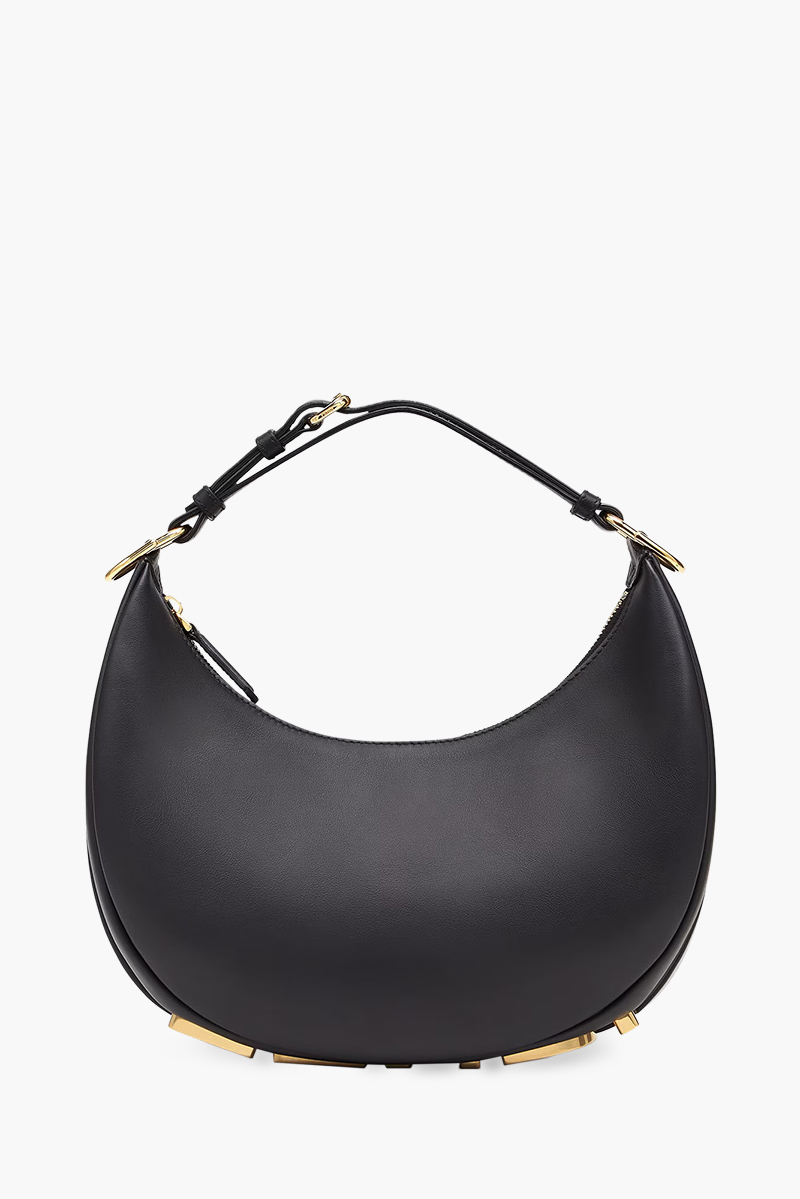 FENDI Small Fendigraphy Hobo Bag in Black Calf Leather 0