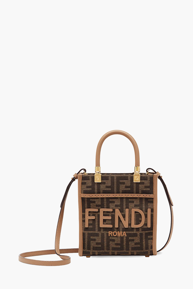 FENDI Mini Sunshine FENDI ROMA Shopper Bag in Brown with FF Logo 0