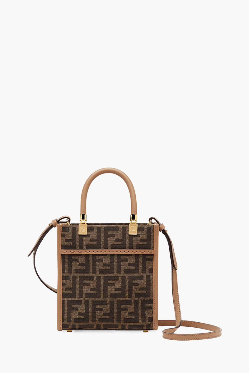 FENDI Mini Sunshine FENDI ROMA Shopper Bag in Brown with FF Logo 1