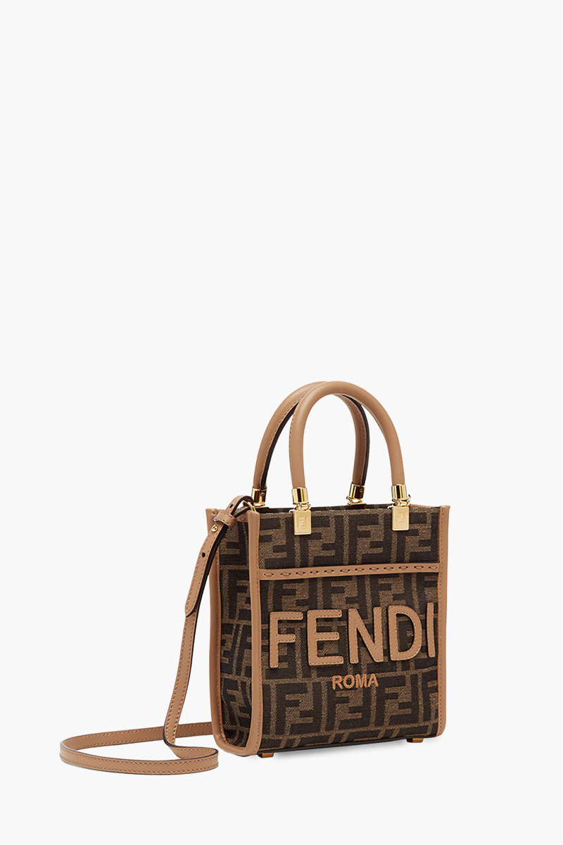 FENDI Mini Sunshine FENDI ROMA Shopper Bag in Brown with FF Logo 2