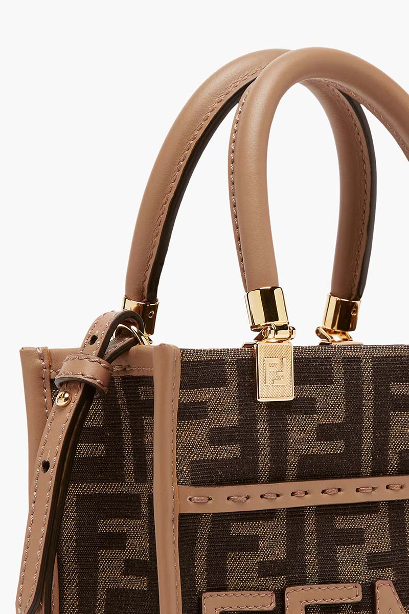 FENDI Mini Sunshine FENDI ROMA Shopper Bag in Brown with FF Logo 4