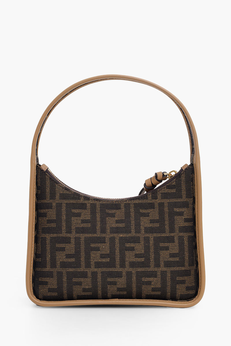 FENDI Mini FF Jacquard Fendessence Hobo Bag in Brown 1
