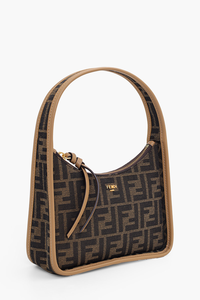 FENDI Mini FF Jacquard Fendessence Hobo Bag in Brown 2