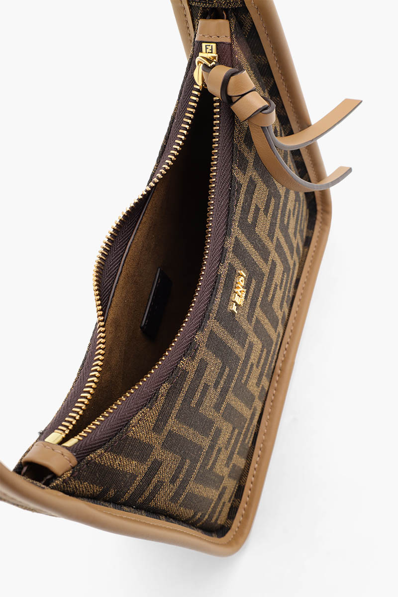 FENDI Mini FF Jacquard Fendessence Hobo Bag in Brown 3