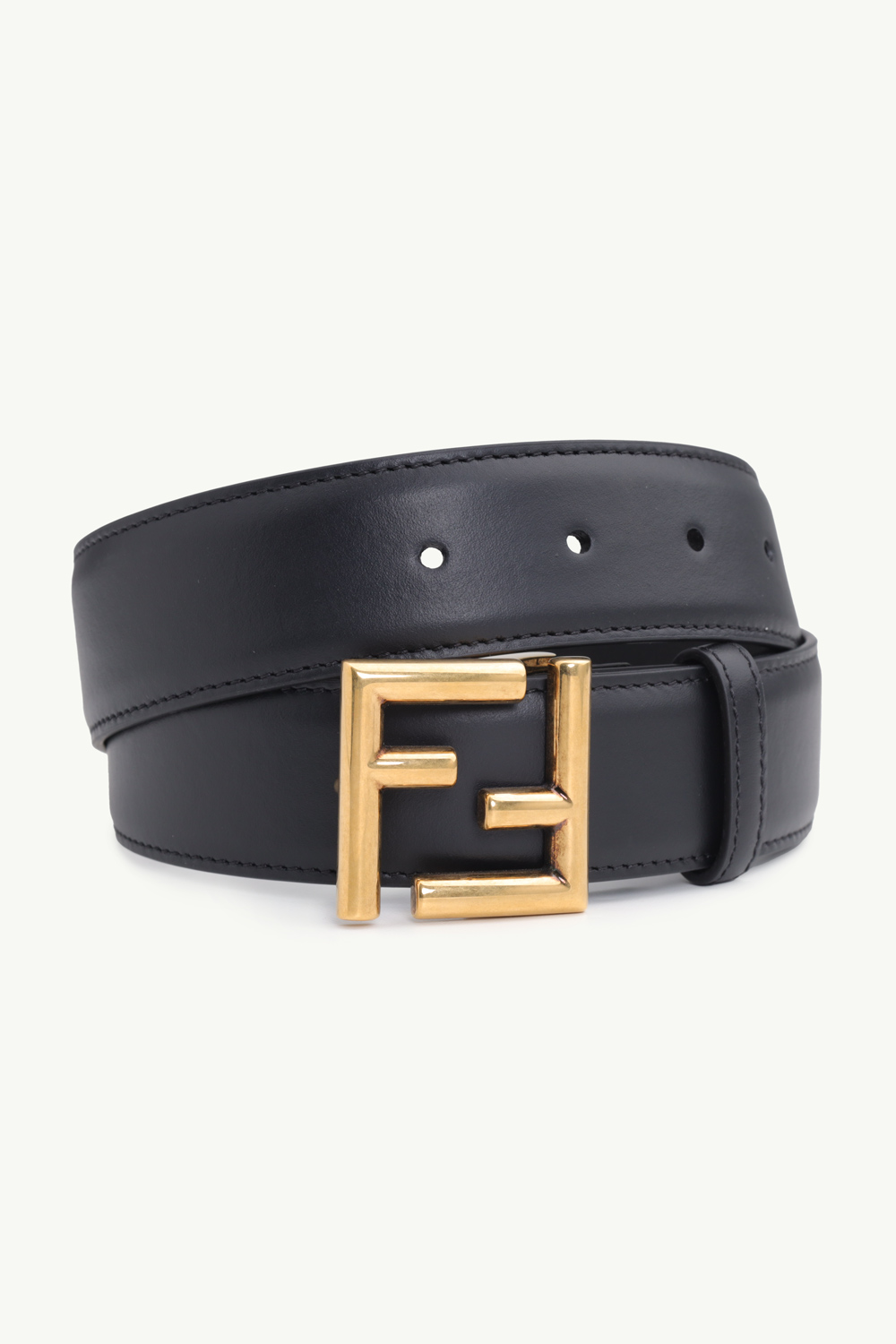 FENDI Women Belt 3.5cm in Black Leather GHW with FF Stud Buckle 1