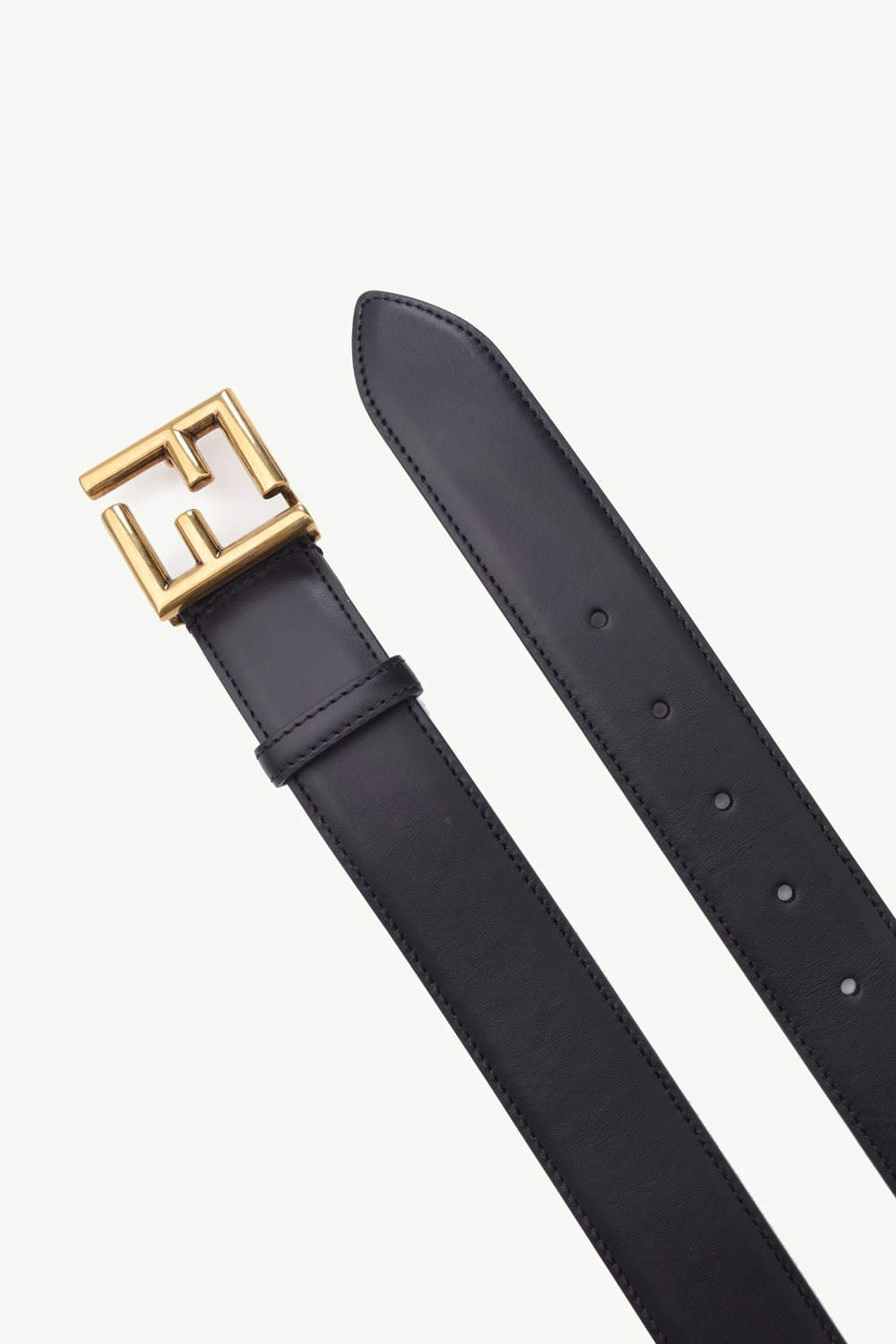 FENDI Women Belt 3.5cm in Black Leather GHW with FF Stud Buckle 2