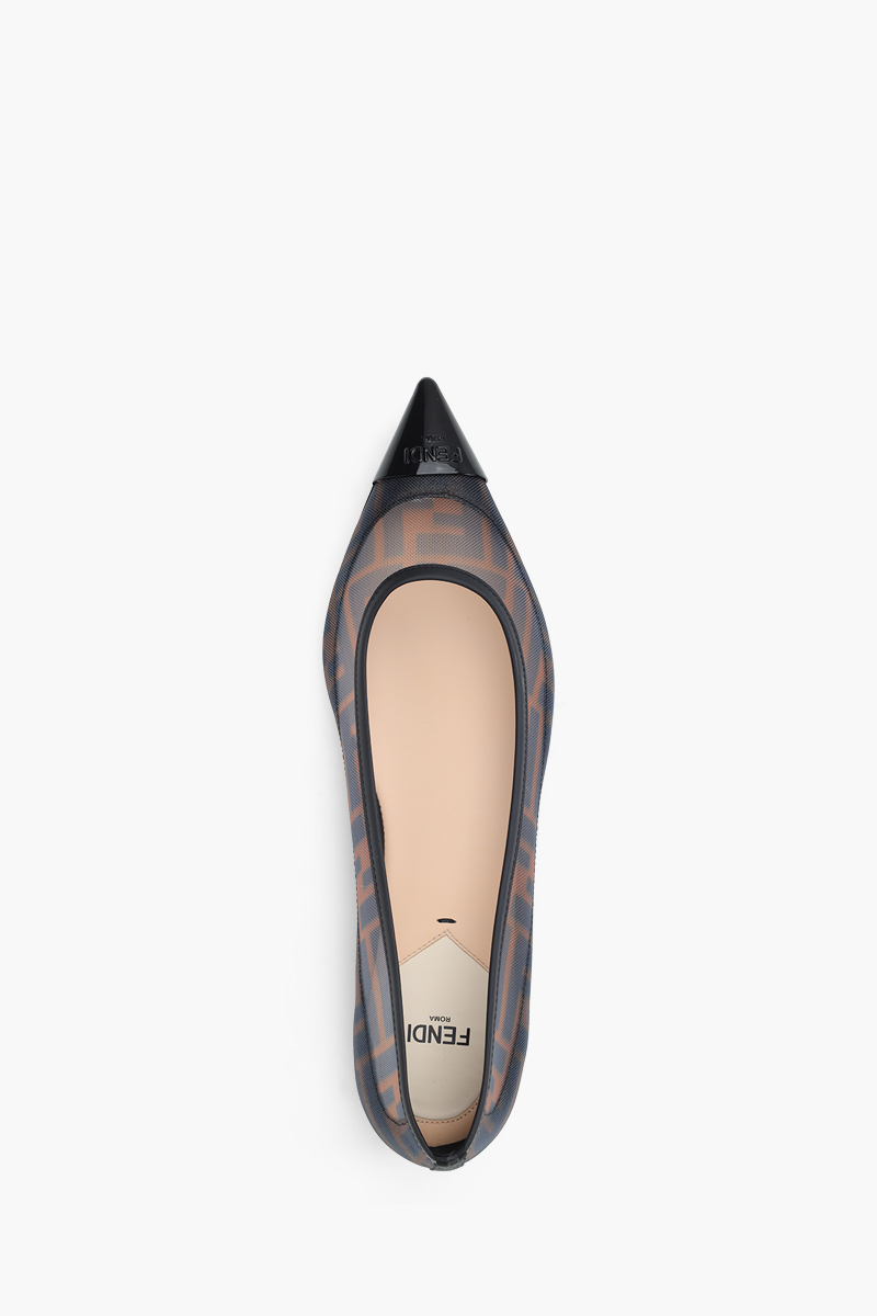 FENDI Colibri Pointed Toe Ballerina in Black/Brown FF Logo Pattern 3