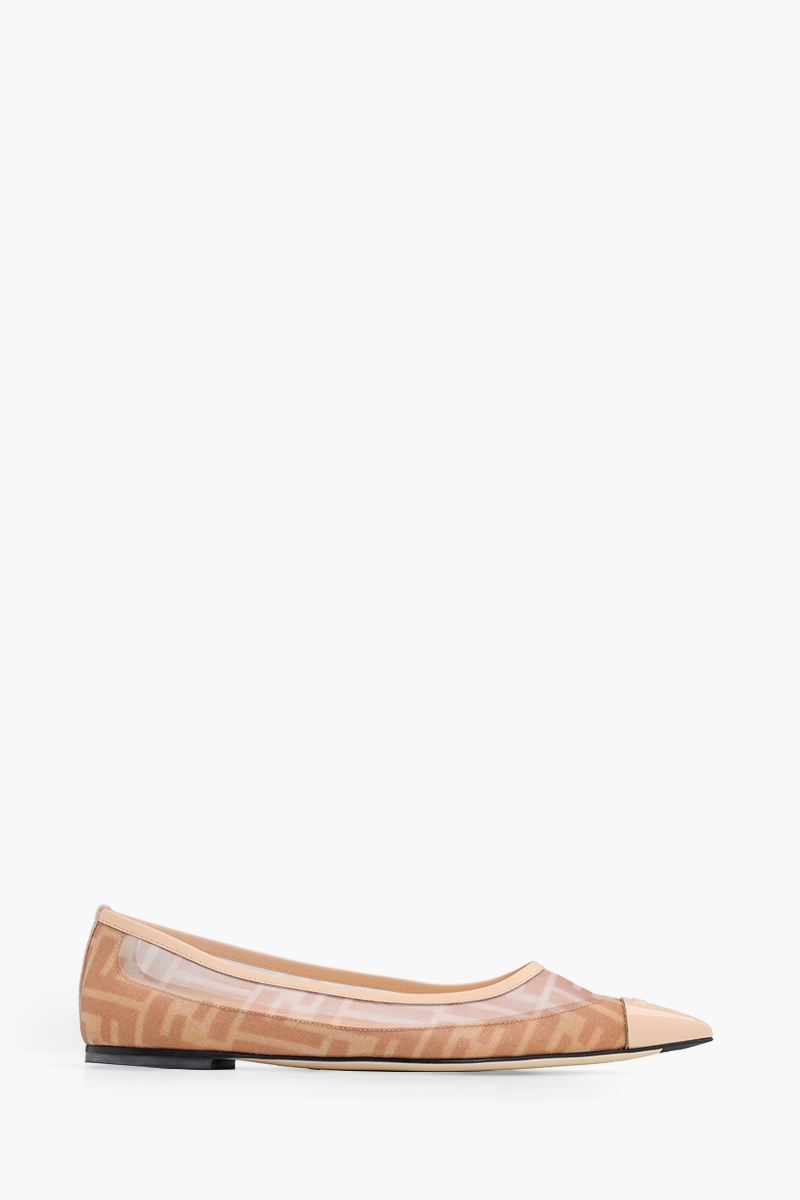 FENDI Colibri Pointed Toe Ballerina in Rose/Nude FF Logo Pattern 0