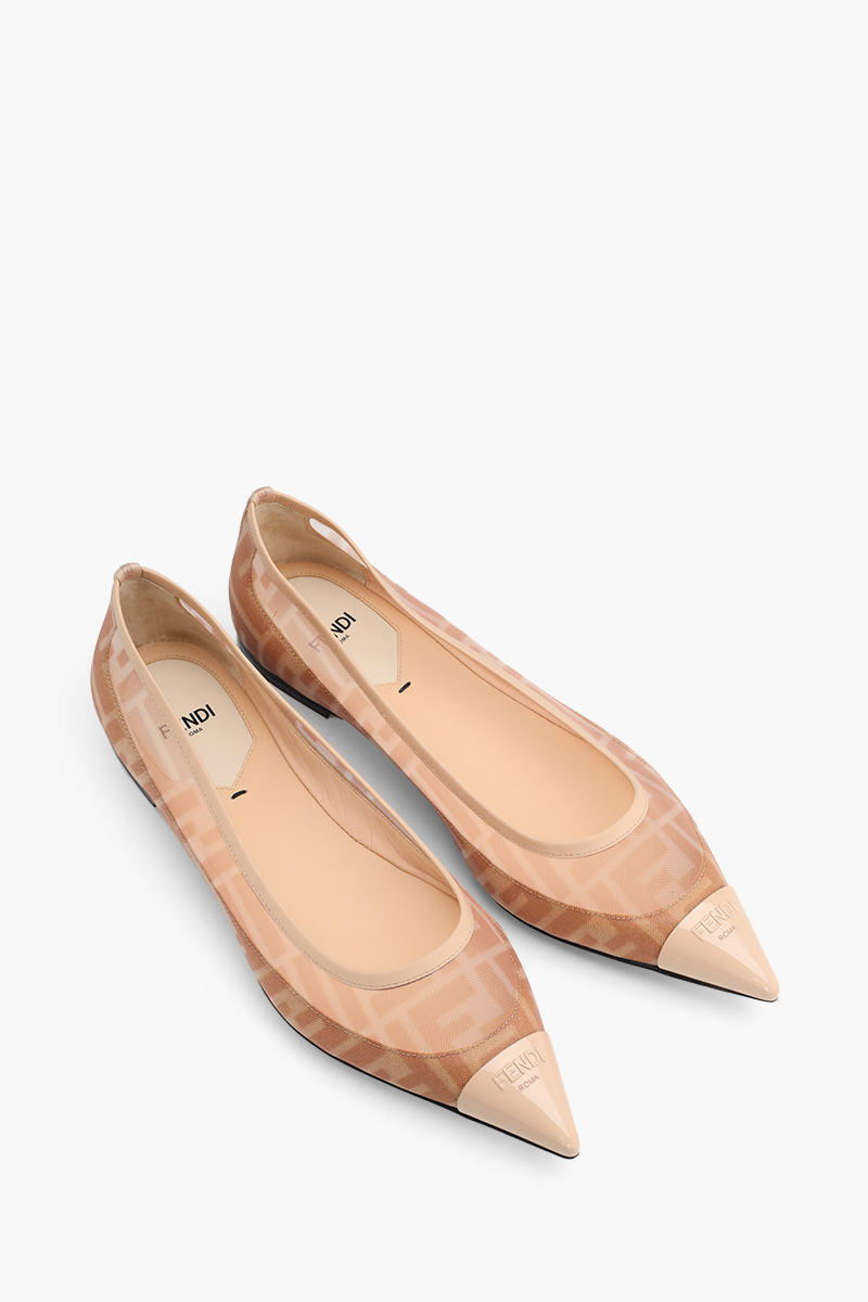 FENDI Colibri Pointed Toe Ballerina in Rose/Nude FF Logo Pattern 1