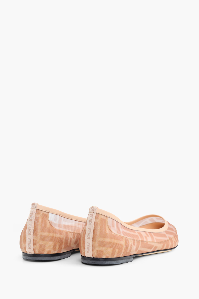 FENDI Colibri Pointed Toe Ballerina in Rose/Nude FF Logo Pattern 2