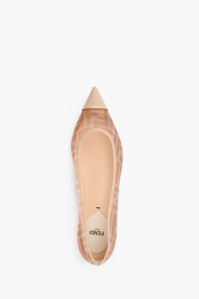 FENDI Colibri Pointed Toe Ballerina in Rose/Nude FF Logo Pattern 3