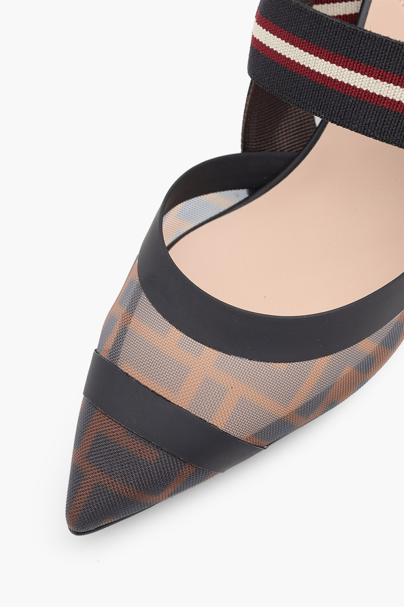 FENDI Colibri Slingback Pumps 55mm in Black/Brown FF Logo Pattern 4