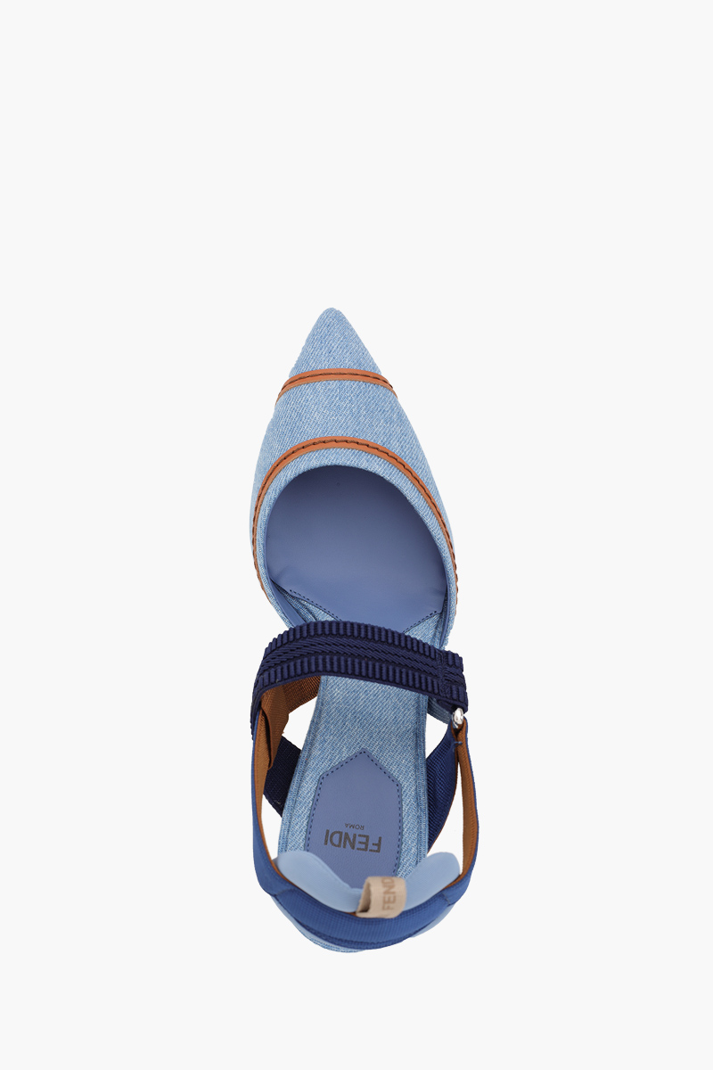 FENDI Colibri Slingback Pumps 85mm in Blue Multicolor Micromesh with FF Vertigo Embroidery 3