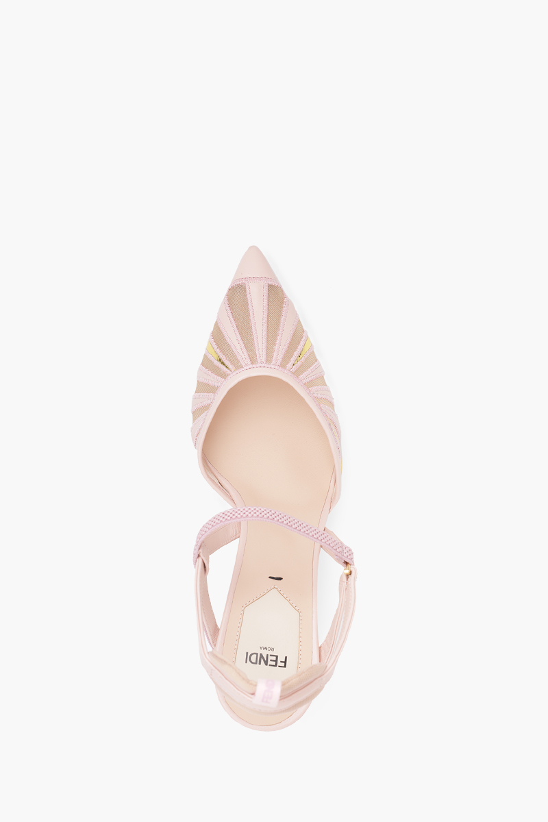 FENDI Women Colibri Lite Geometric Motif Slingback Pumps 85mm in Pink/Nude Leather x Mesh 3