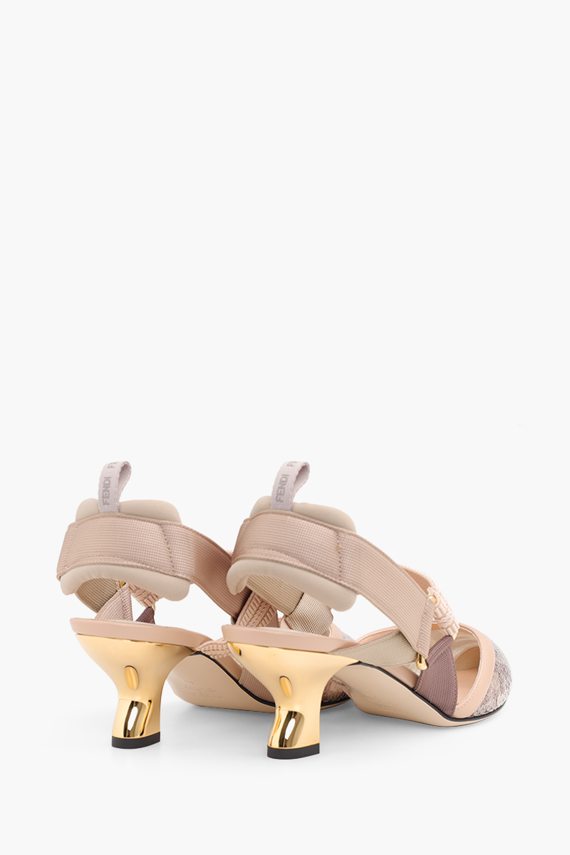 FENDI Colibri Slingback Pumps 55mm in Light Pink/Nude Micromesh FF Motif with Sequin Embroidery 2