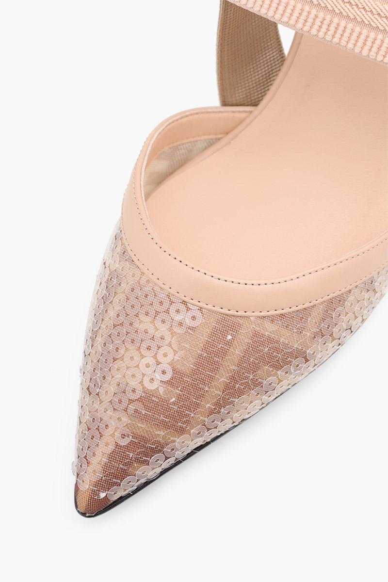 FENDI Colibri Slingback Pumps 55mm in Light Pink/Nude Micromesh FF Motif with Sequin Embroidery 4