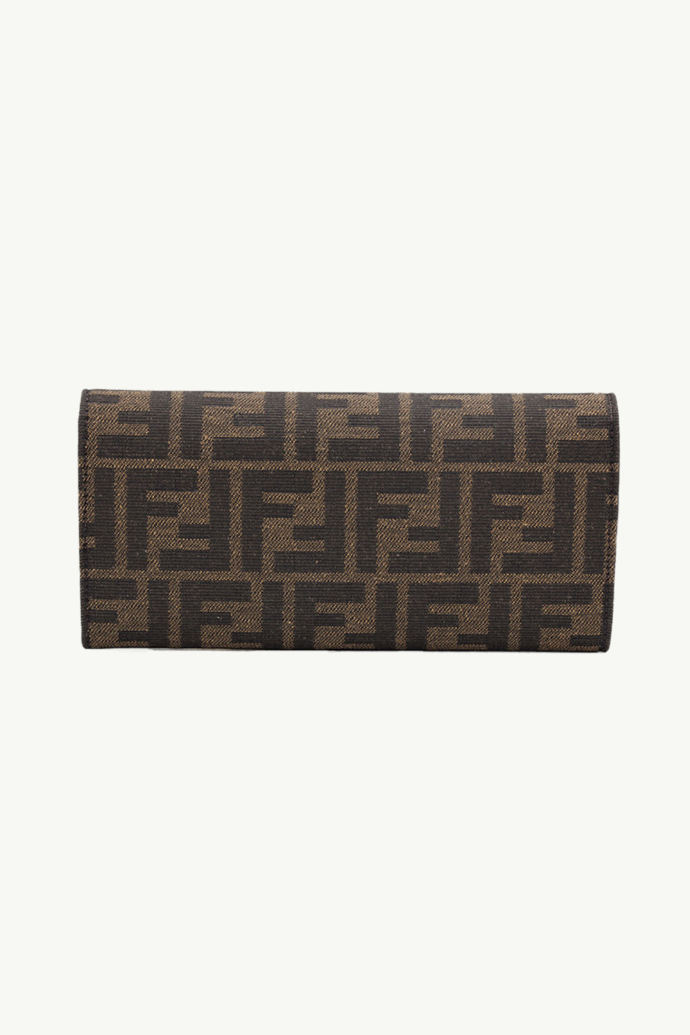 FENDI Baguette Continental Wallet on Chain in Brown Fabric with FF Logo Pattern 1