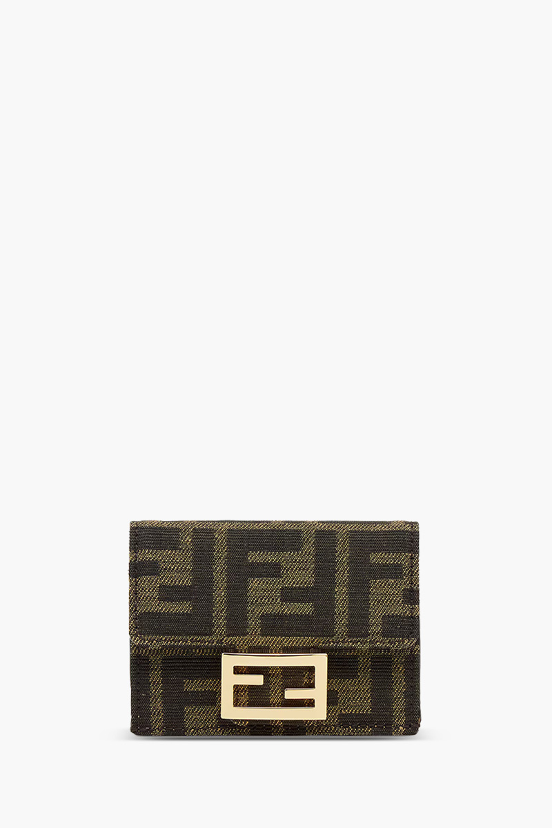 FENDI Micro Trifold Wallet in Brown/Tobacco Jacquard FF Motif 0