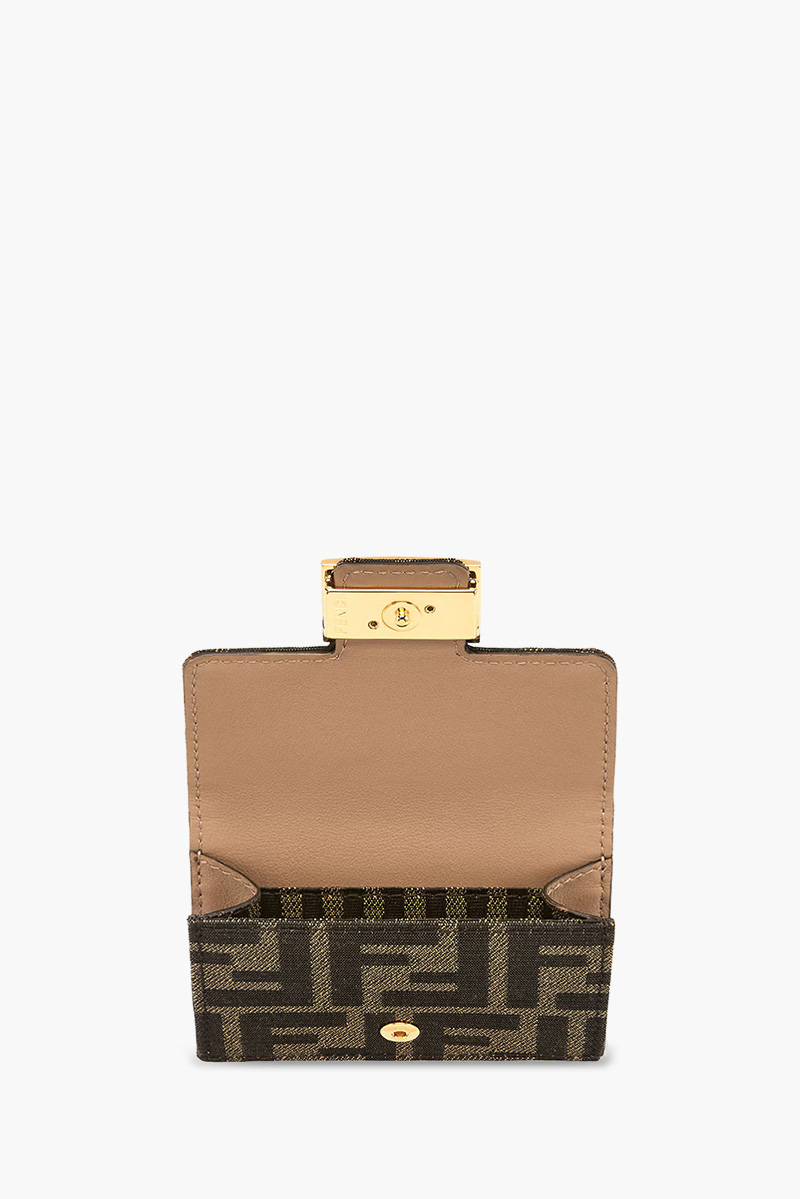 FENDI Micro Trifold Wallet in Brown/Tobacco Jacquard FF Motif 2