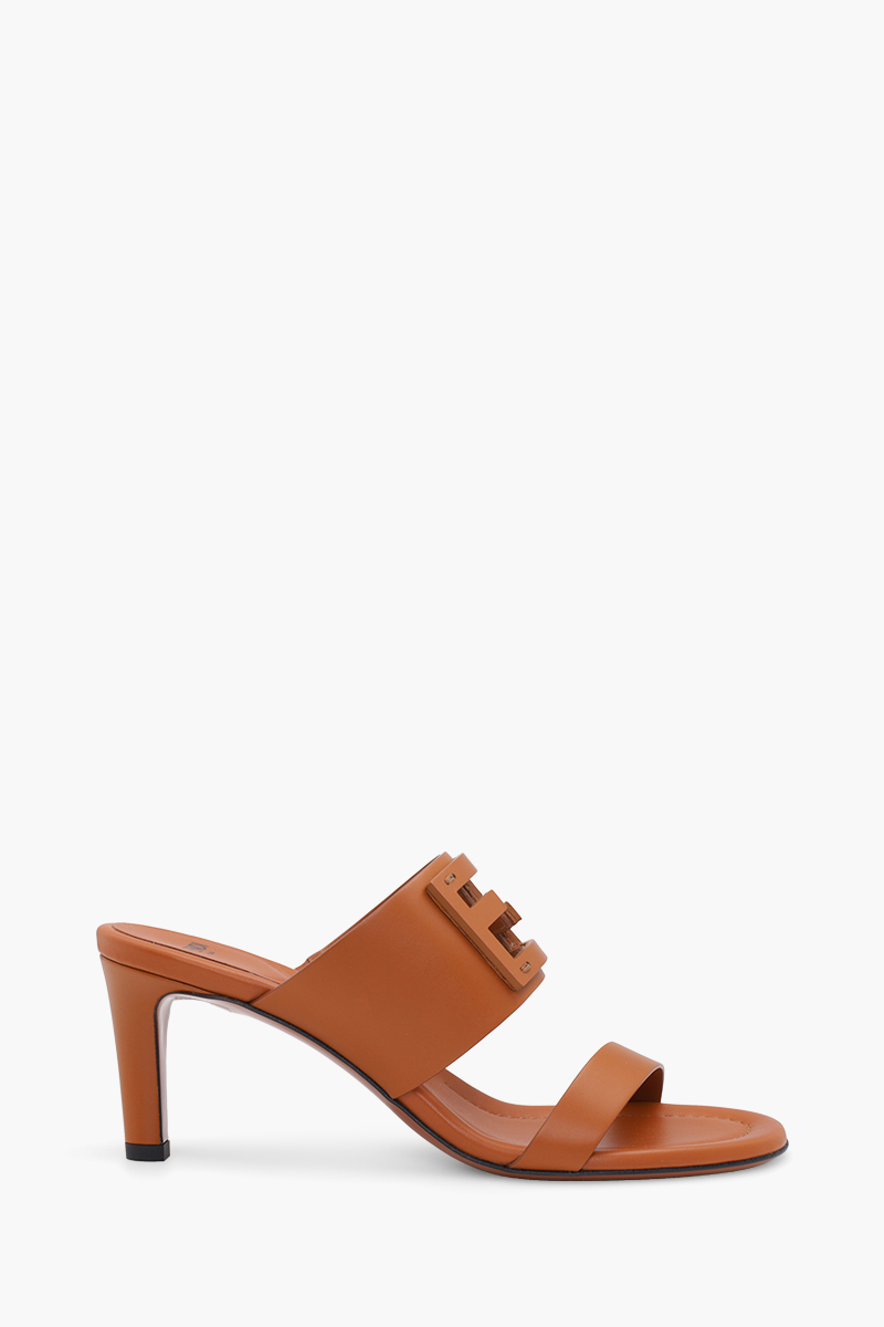FENDI Women FF Baguette Sandals 65mm in Cuoio with Stiletto Heel 0