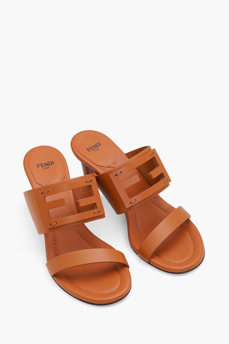 FENDI Women FF Baguette Sandals 65mm in Cuoio with Stiletto Heel 1