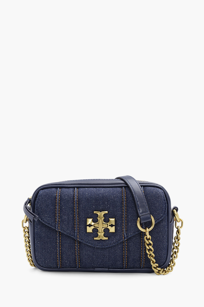 TORY BURCH Mini Kira Denim Camera Bag in Tory Navy GHW 0