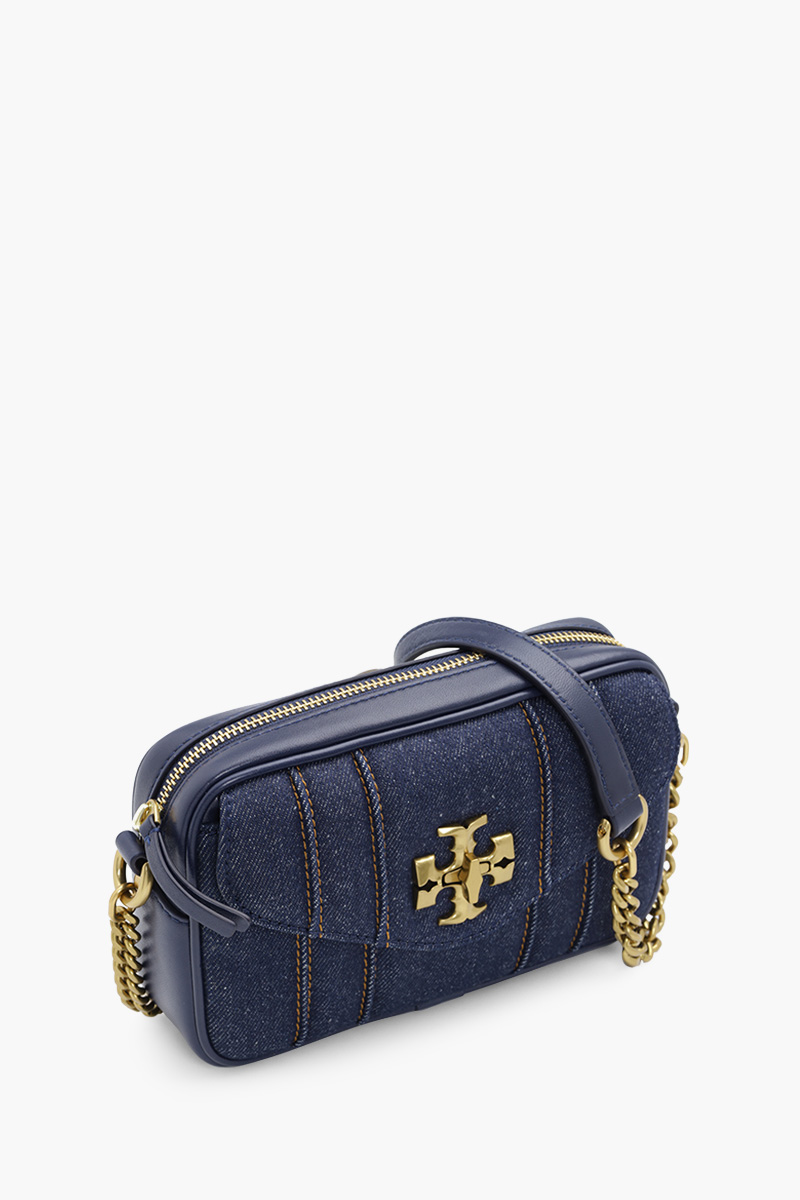 TORY BURCH Mini Kira Denim Camera Bag in Tory Navy GHW 2