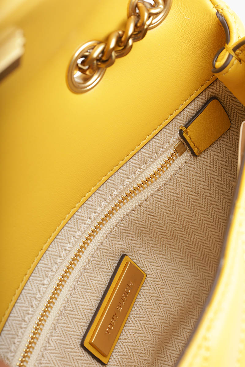 TORY BURCH Small Kira Chevron Convertible Shoulder Bag in Golden Sunset with Rolled Brass Hardware 3