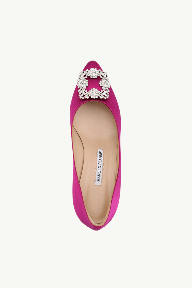 MANOLO BLAHNIK Hangisi 5cm Pumps in Fuchsia Satin with White Crystal 3