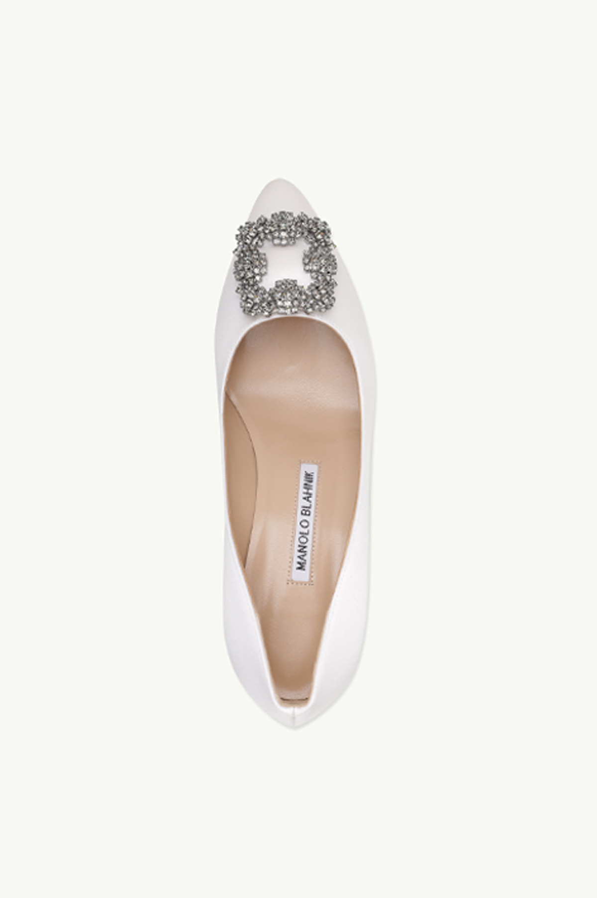 MANOLO BLAHNIK Hangisi 5cm Pumps in Light Cream Satin with Dark Crystal 3