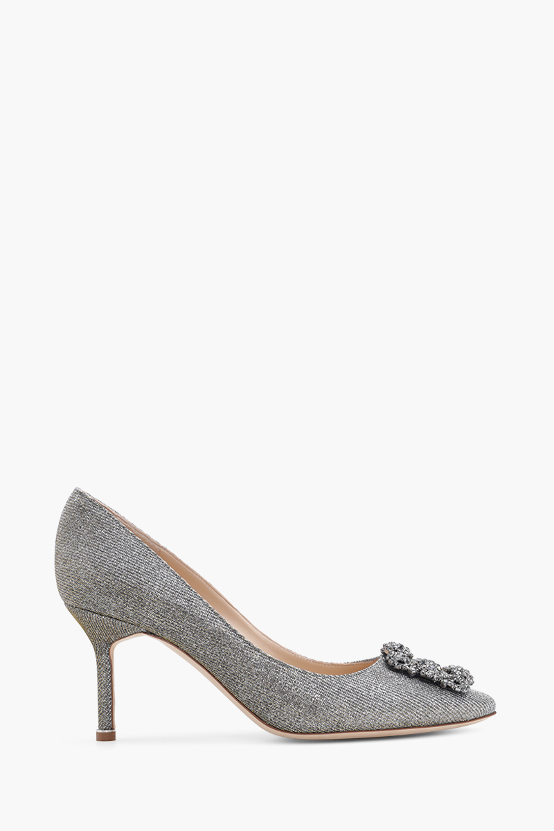 MANOLO BLAHNIK Hangisi 7cm Pumps in Gold Glittered with Dark Crystal 0