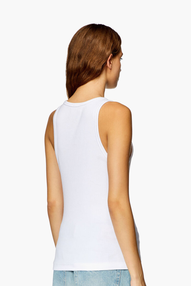 DIESEL Women T-Anky-D Tank Top in White with Embroidered D Patch 2