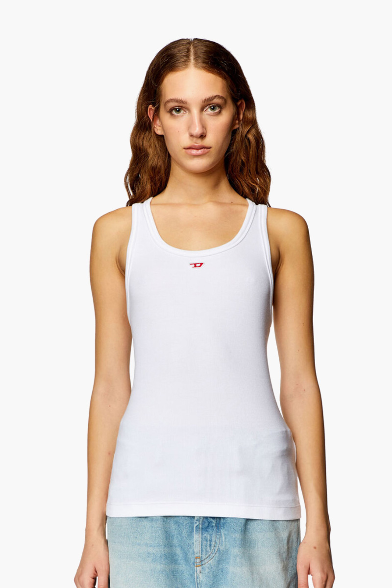 DIESEL Women T-Anky-D Tank Top in White with Embroidered D Patch 3