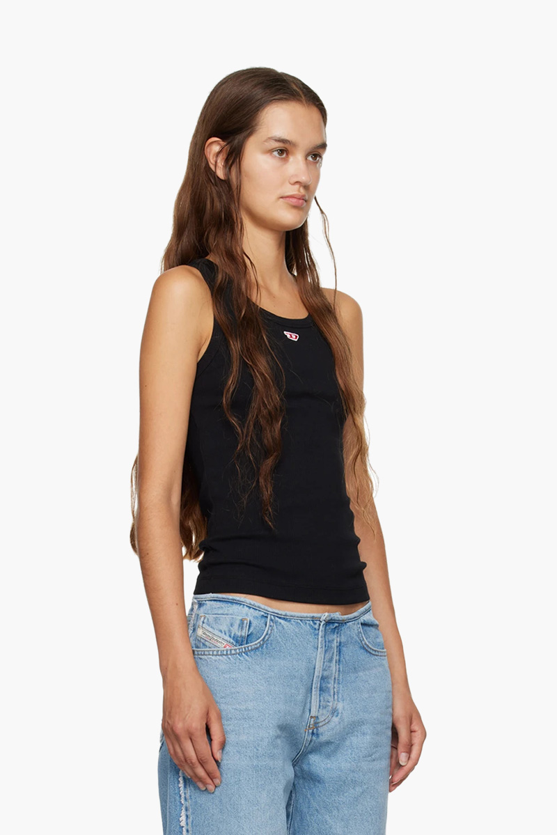 DIESEL Women T-Anky-D Tank Top in Black with Embroidered D Patch 2