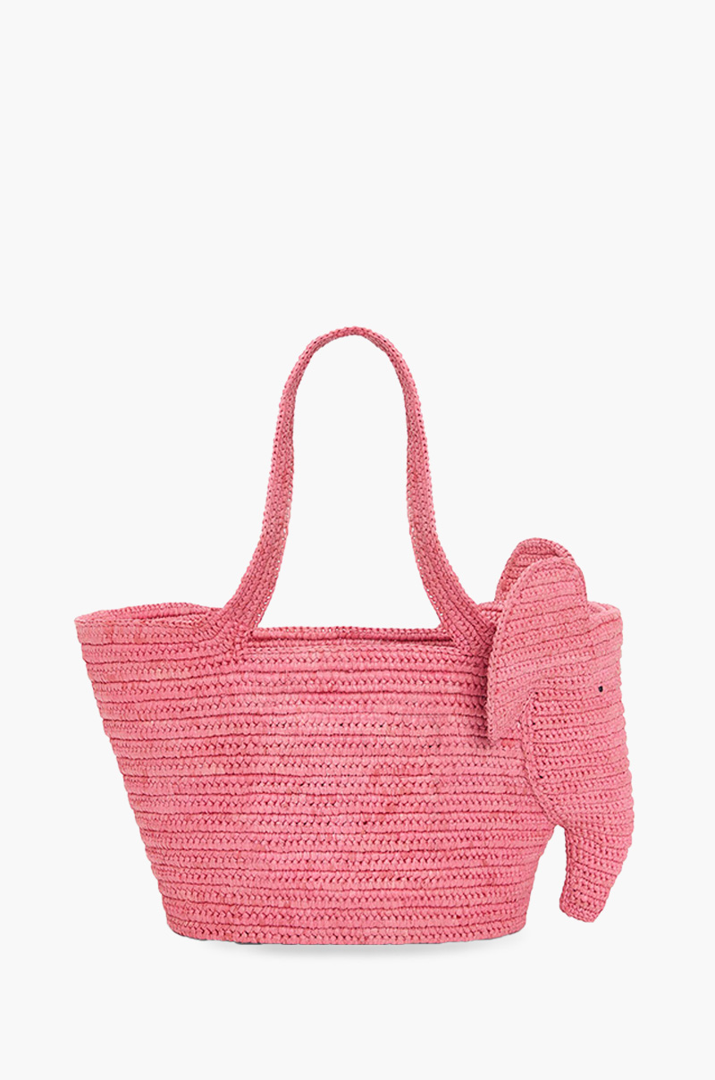 LOEWE Small Elephant Basket Bag in Sunset Pink Raffia
 1