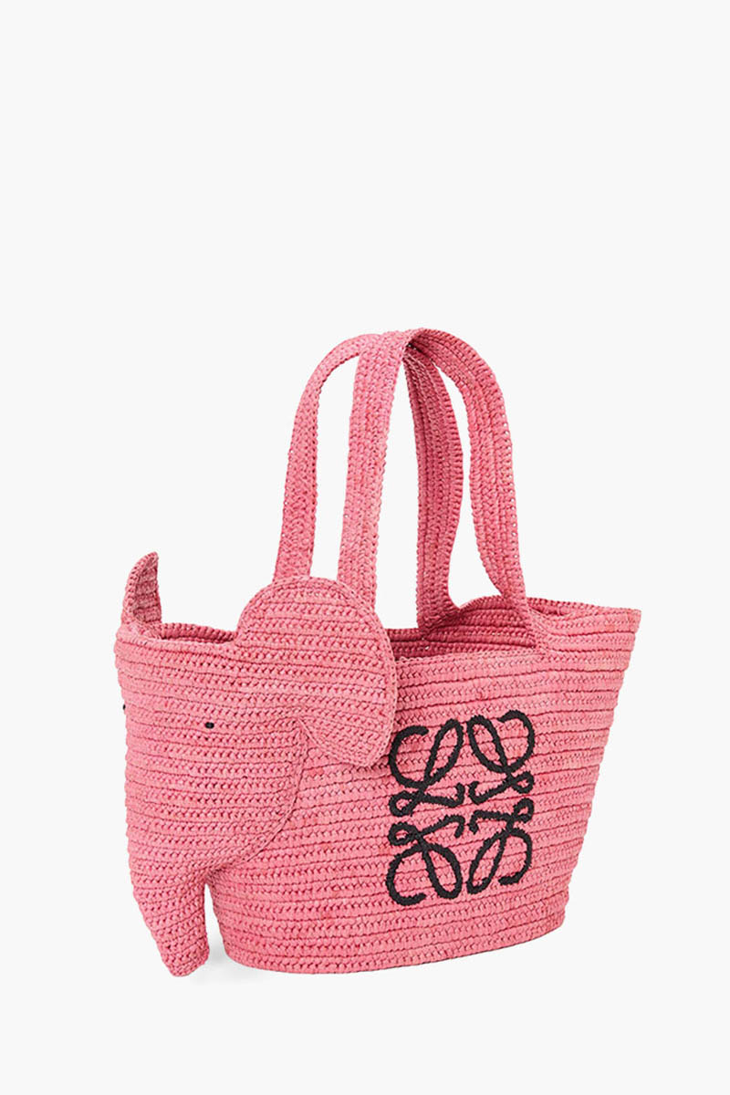 LOEWE Small Elephant Basket Bag in Sunset Pink Raffia
 2