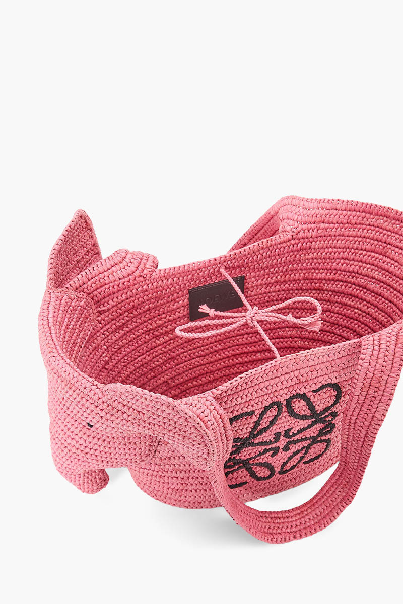 LOEWE Small Elephant Basket Bag in Sunset Pink Raffia
 3