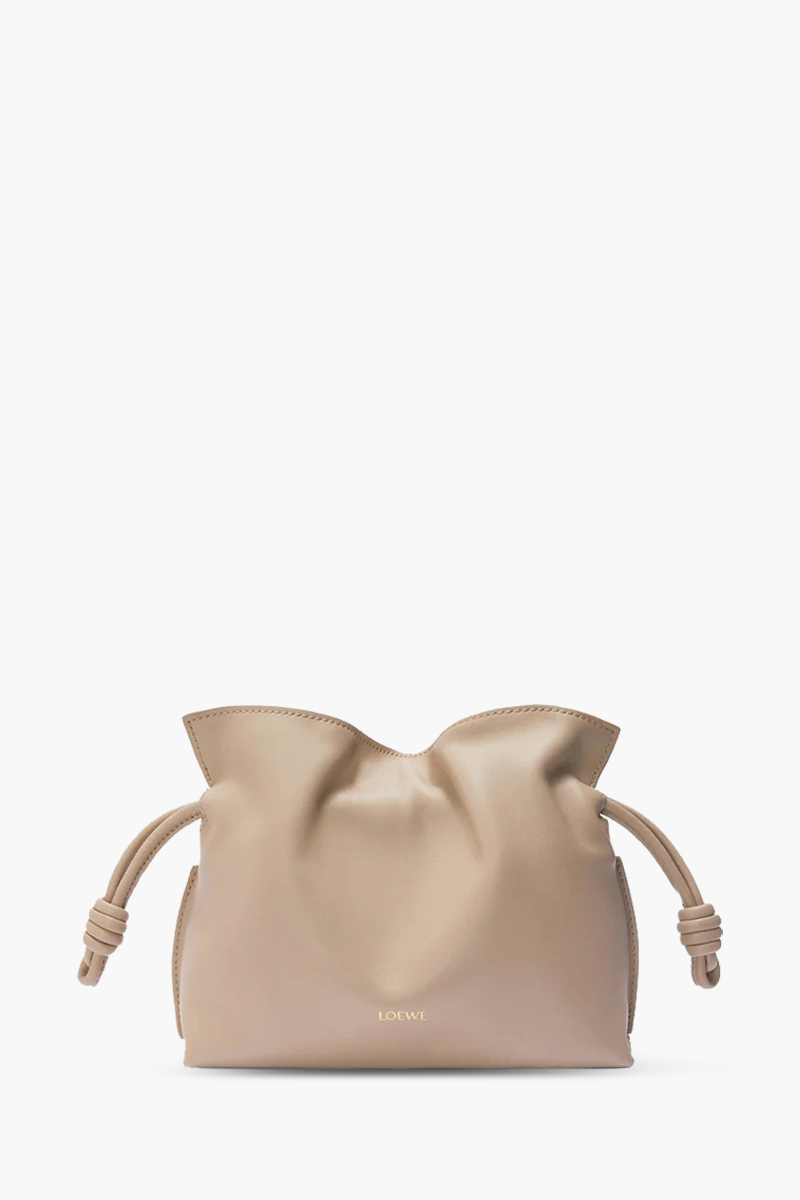 LOEWE Mini Flamenco Clutch Bag in Sand Calfskin 0