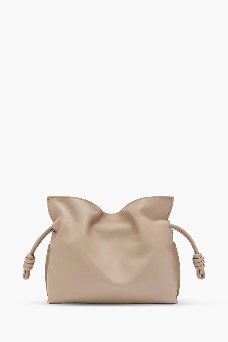LOEWE Mini Flamenco Clutch Bag in Sand Calfskin 1