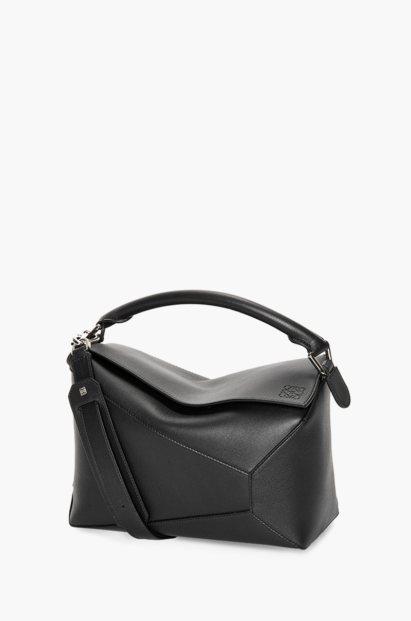 LOEWE Medium Puzzle Bag in Black Classic Calfskin 0