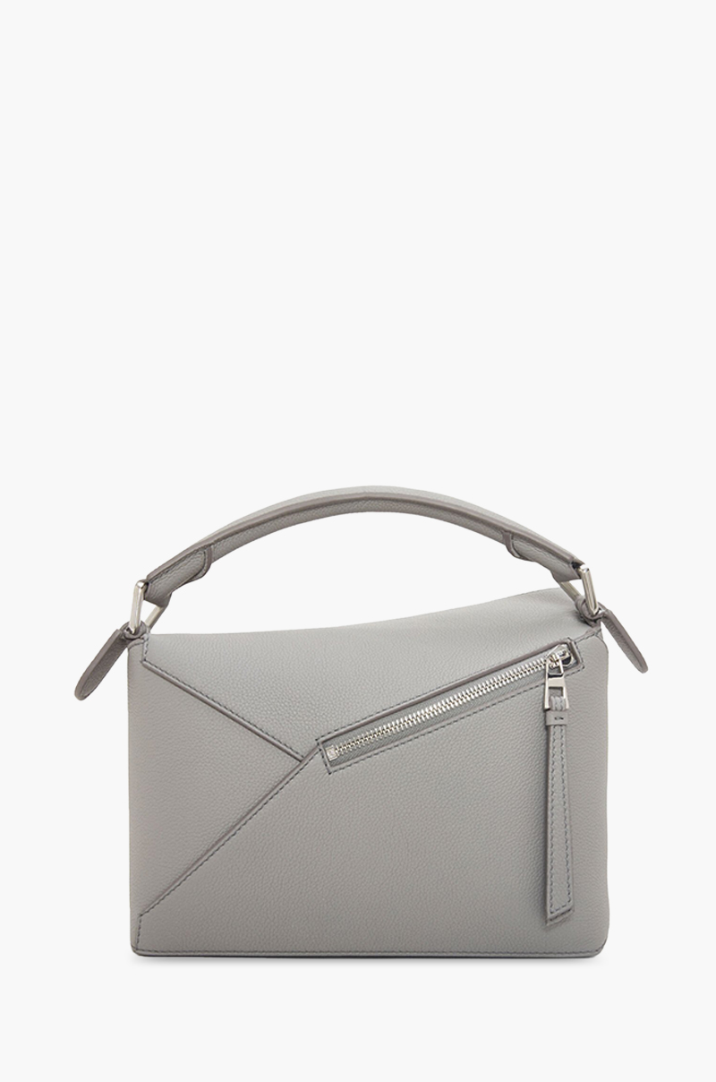 LOEWE Small Puzzle Edge Bag in Pearl Grey Soft Grained Calfskin 1