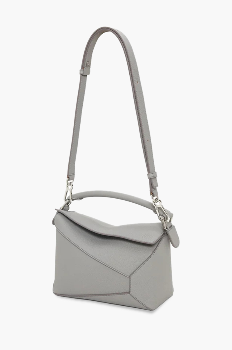 LOEWE Small Puzzle Edge Bag in Pearl Grey Soft Grained Calfskin 3