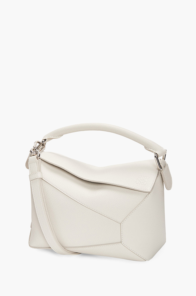 LOEWE Small Puzzle Edge Bag in Soft White Soft Grained Calfskin 0