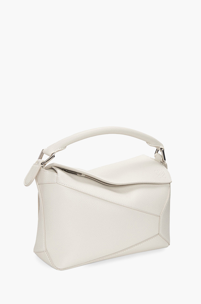 LOEWE Small Puzzle Edge Bag in Soft White Soft Grained Calfskin 2