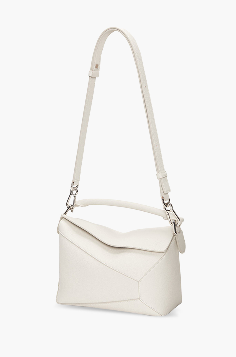 LOEWE Small Puzzle Edge Bag in Soft White Soft Grained Calfskin 3