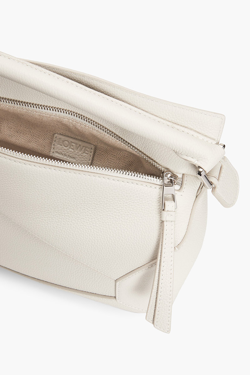 LOEWE Small Puzzle Edge Bag in Soft White Soft Grained Calfskin 4