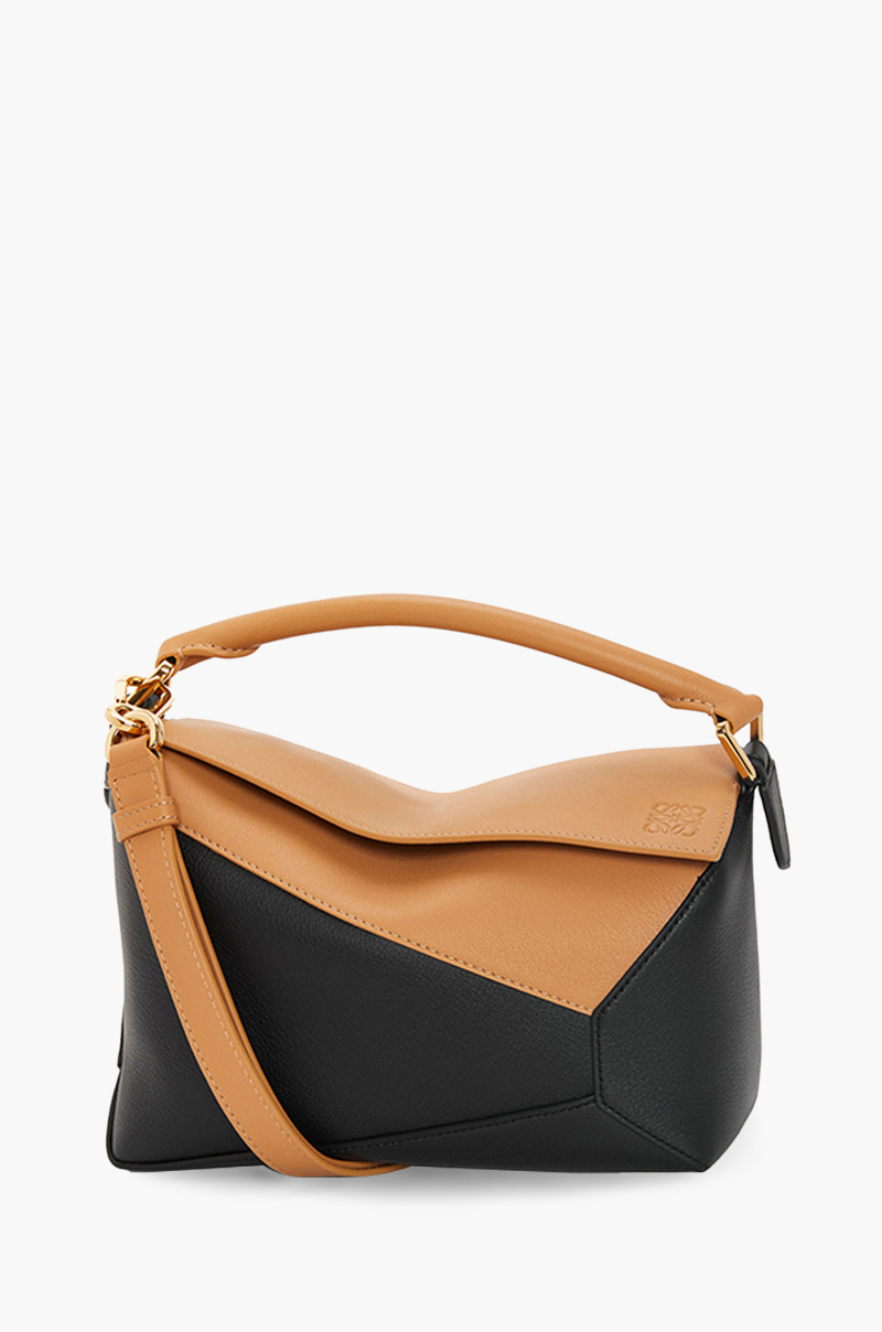 LOEWE Small Puzzle Bag in Warm Desert/Black Classic Calfskin 0