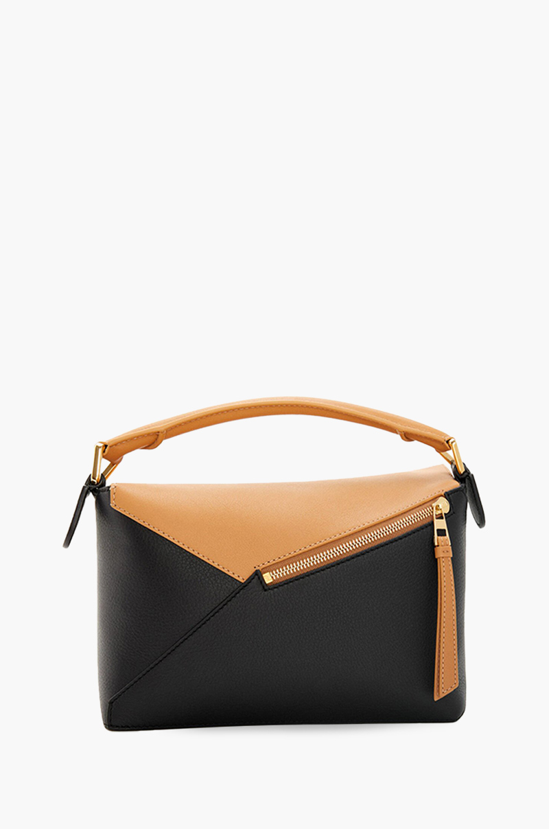 LOEWE Small Puzzle Bag in Warm Desert/Black Classic Calfskin 1